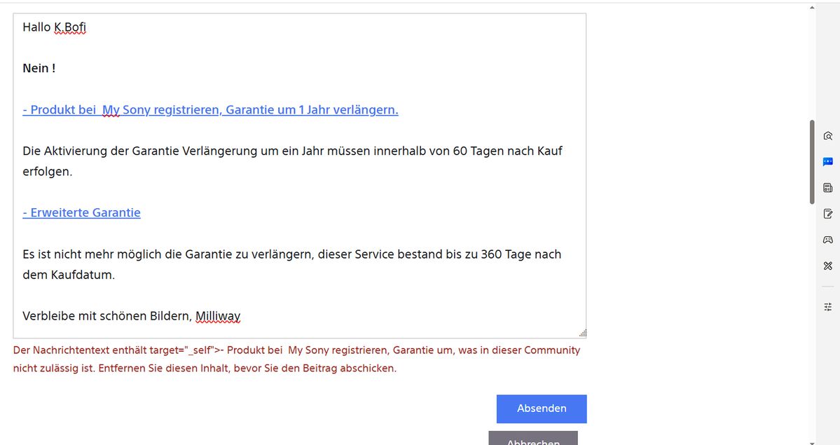 Aktivierung der Garantieverlängerung